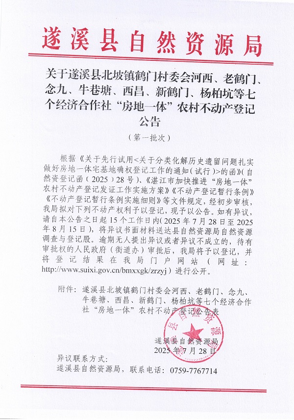 北坡鎮(zhèn)鶴門村委會(huì)河西等七個(gè)經(jīng)濟(jì)合作社不動(dòng)產(chǎn)登記公告（第一批次）（歷史遺留問題）_頁面_1.jpg